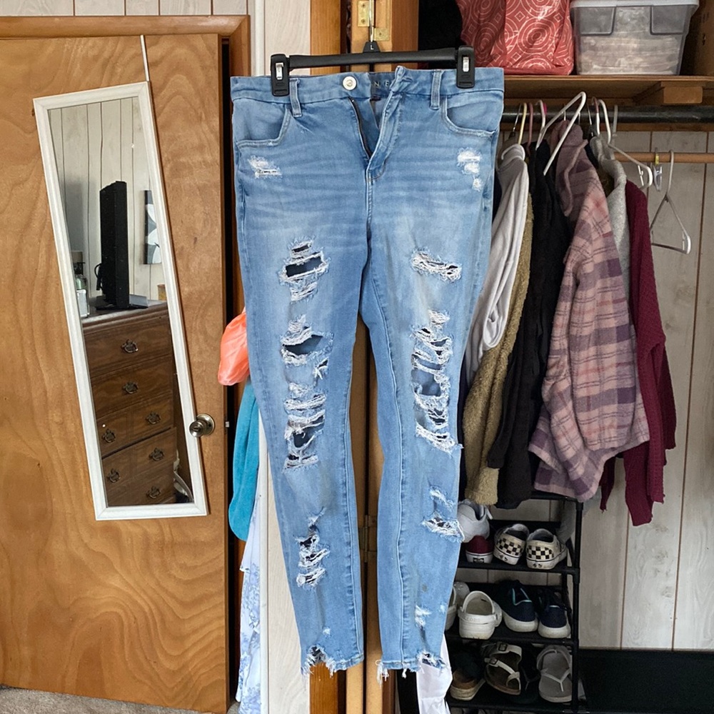 Size 8 Ripped curvy high rise jeggings from American Eagle